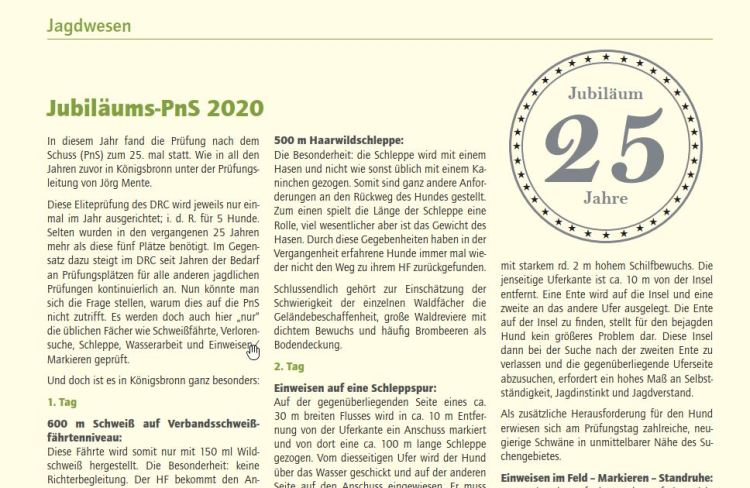 Artikel in der DRC Clubzeitung&nbsp;06-2020